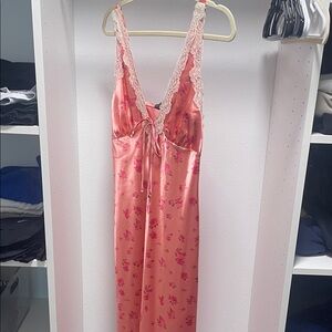 Pink Floral Lace Trim Dress NWT